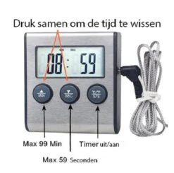 Boticz - 2-in-1 Magnetische Digitale Kern Thermometer Met Keuken Timer Alarm - Magnetische Vloeistof/Vlees Temperatuurmeter Met Meetsonde Draad & Kook Timer - 0-250 Graden Celcius - Inclusief Gratis Batterijen -Merkloos Winkel 1200x1188 19