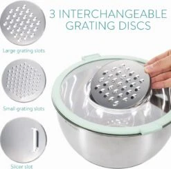 Navaris Roestvrijstalen Kommen Met Deksel - Set Van 2 Mengkommen Met Deksels En 3 Raspen - 1,4L En 4,7L Slakommen Met 3 Soorten Raspen - In Mintgroen -Merkloos Winkel 1200x1188 22