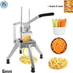 Thuys Patatsnijder - Frietsnijder 6mm - Fritessnijder Met Zuignoppen Zuignappen - Makkelijk Schoonmaken - Profesioneel - Aluminium + RVS - Gratis E-book Voor De Lekkerste Friet