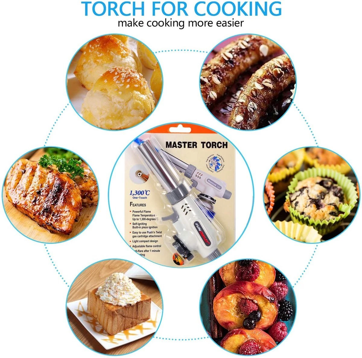 Chefs Torche Multi Gasbrander - Exclusief Gasfles 4 Chefs Torche Multi Gasbrander - Exclusief Gasfles - Afbeelding 4