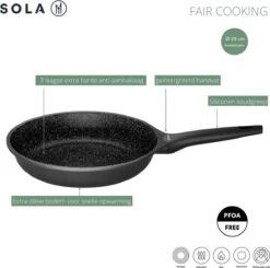 Sola Koekenpan Fair Cooking - Ø 28 Cm - Zwart/wit - Aluminium - Antiaanbaklaag -Merkloos Winkel 1200x1189 3