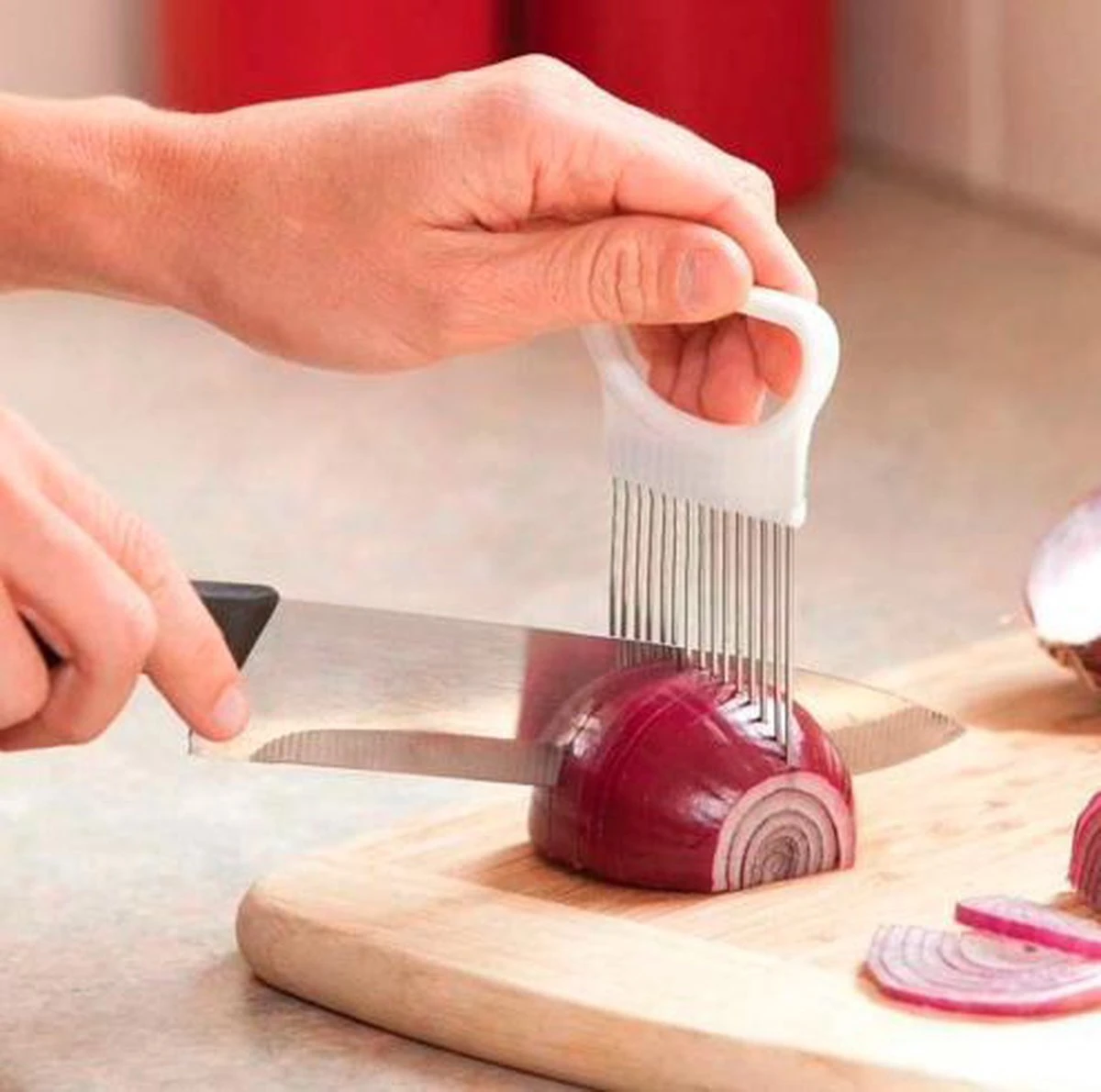 Merkloos Uiensnijder - Groentesnijder - RVS - Wit 5 Merkloos Uiensnijder - Groentesnijder - RVS - Wit - Afbeelding 5