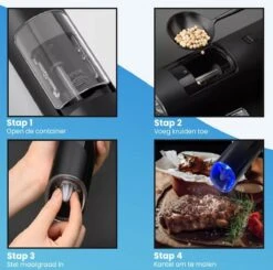 Goga Elektrische Pepermolen En Zoutmolen – Pepermolen – Zoutmolen – Verstelbaar – Zwart – Elektrisch – Kruidenmolen - Automatisch -Set Van 2 -Merkloos Winkel 1200x1191 18