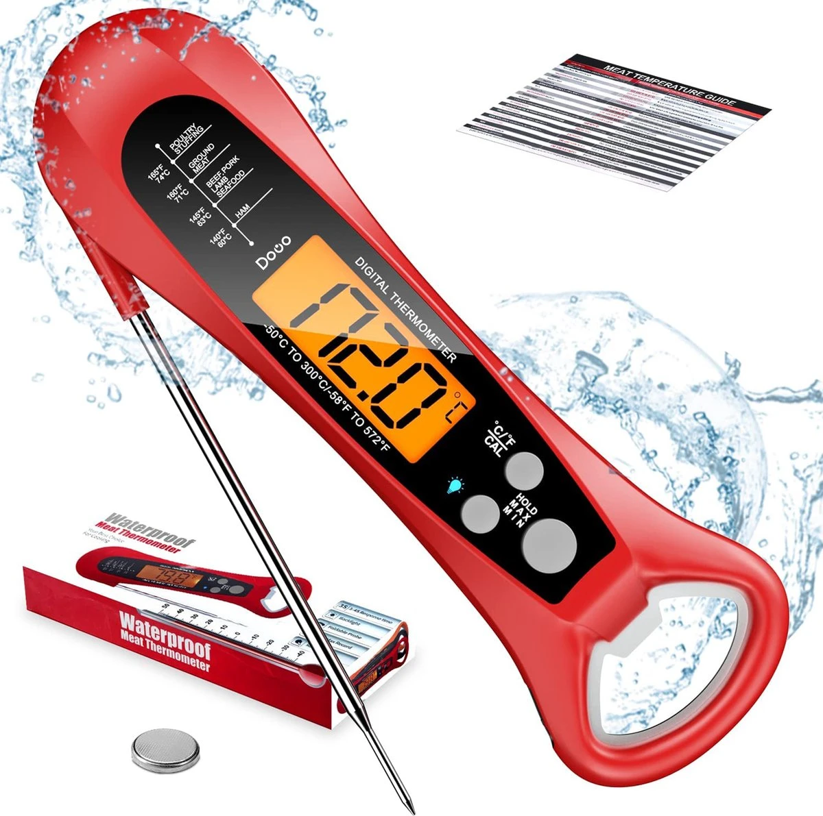 DOWO® - Digitale Thermometer – Oventhermometer – Suikerthermometer Digitaal – Kernthermometer – Keukenthermometer – Voedselthermometer – Thermometer Ook Geschikt Als Voor Vlees, BBQ, Oven 1 DOWO® - Digitale Thermometer – Oventhermometer – Suikerthermometer Digitaal – Kernthermometer – Keukenthermometer – Voedselthermometer – Thermometer Ook Geschikt Als Voor Vlees, BBQ, Oven