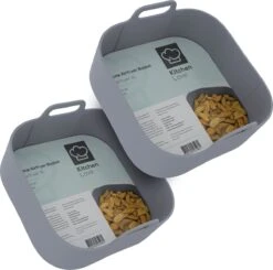 KitchenLove Airfryer Siliconen Bakje - XL - Set Van 2 - Bakpapier - Mand - Accesoires - 20CM - Vierkant