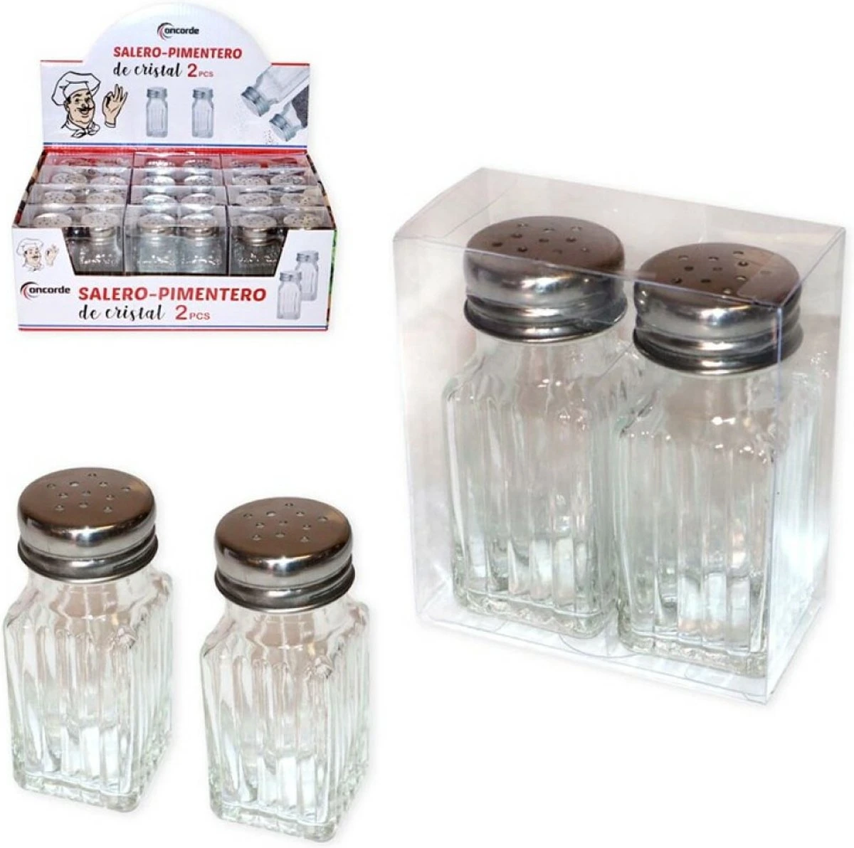 Concorde Peper En Zout Stelletje - Kruiden - Strooier - 4 X 9 Cm 2 Concorde Peper En Zout Stelletje - Kruiden - Strooier - 4 X 9 Cm - Afbeelding 2