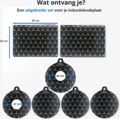 Dykemann® Inductie Beschermingsmatten / Panbeschermers - 4x Rond, 1x Rond XL & 1x Rechthoek - Anti-slip & Bescherming Tot 240° - Kookplaat En Pan Beschermer - Inductie Matten - Zwart 17 Dykemann® Inductie Beschermingsmatten / Panbeschermers - 4x Rond, 1x Rond XL & 1x Rechthoek - Anti-slip & Bescherming Tot 240° - Kookplaat En Pan Beschermer - Inductie Matten - Zwart -Merkloos Winkel 1200x1192 40