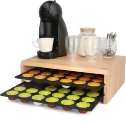 Industrial Living Capsulehouder Met Lade - Dolce Gusto Capsule Houder Van Hout - 15X34X44 Cm - Cuphouder Geschikt Voor 60 Capsules - Cup Dispenser Koffie Capsule - Koffiehouder Koffiecapsules - Koffiecups Accessoires