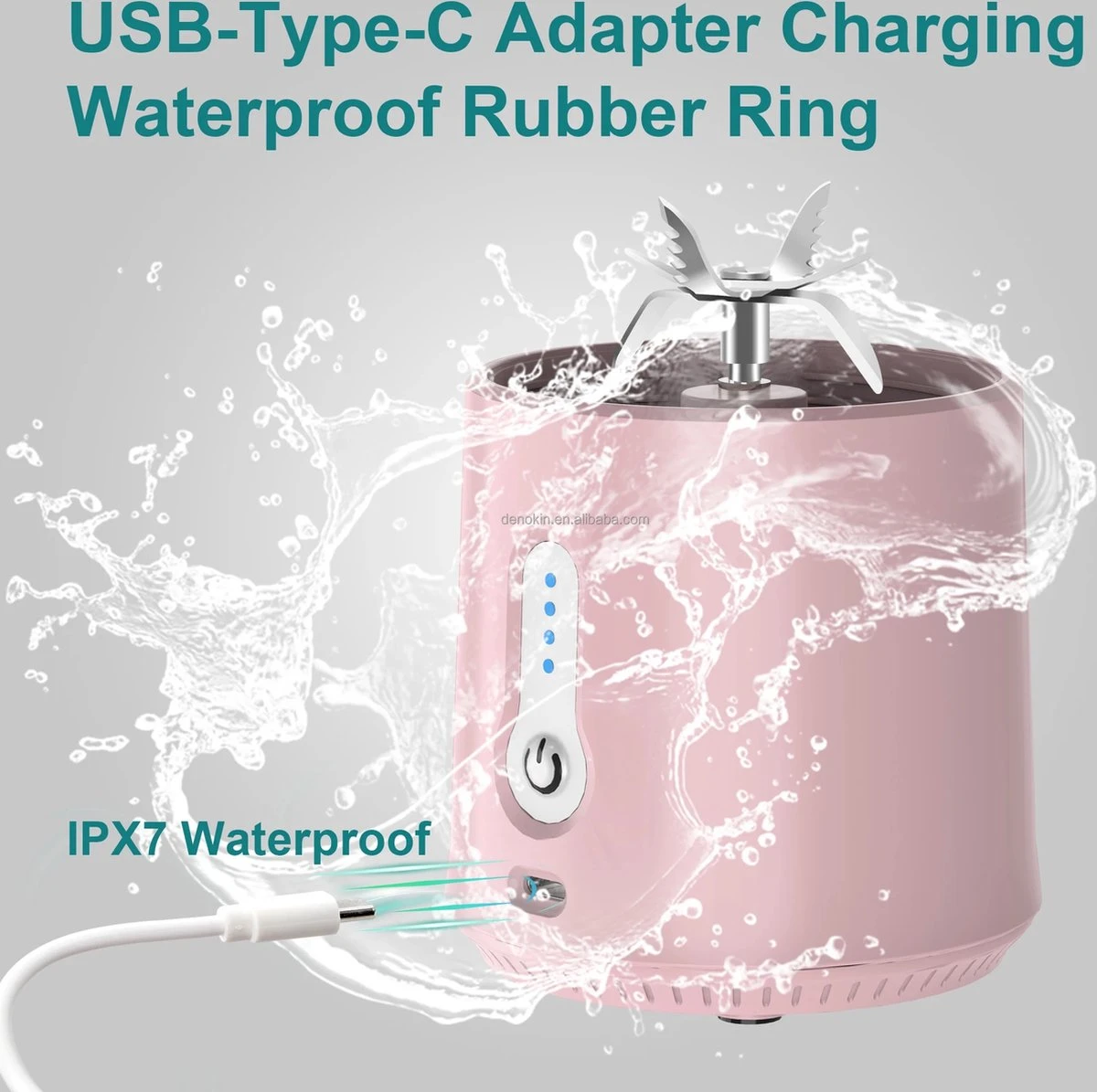Draagbare Blender - Blender To Go - Portable Smoothie Blender - USB Oplaadbaar - 500 Ml - Roze - Mini Smoothie Maker - USB Oplaadbaar - Fresh Juice Maker - Portable Blender - Roze - Recepten Inbegrepen 4 Draagbare Blender - Blender To Go - Portable Smoothie Blender - USB Oplaadbaar - 500 Ml - Roze - Mini Smoothie Maker - USB Oplaadbaar - Fresh Juice Maker - Portable Blender - Roze - Recepten Inbegrepen - Afbeelding 4