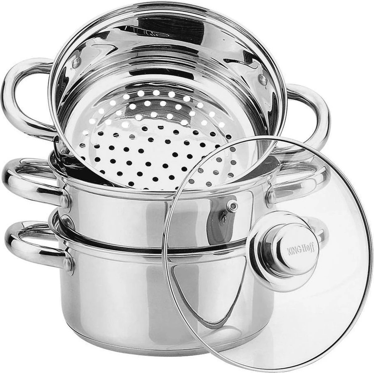 Kinghoff Stoompan KH-3328 - Met Deksel - 22 Cm 1 Kinghoff Stoompan KH-3328 - Met Deksel - 22 Cm