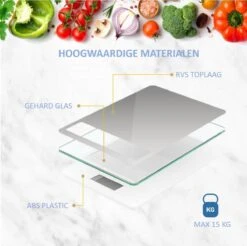 Hermanos® Digitale Precisie Keukenweegschaal - Weegschaal Keuken - 1 Gr Tot 15 Kg - Tarra Functie - Bluetooth Met Voedingsapp - Incl. Batterijen - RVS -Merkloos Winkel 1200x1196 22