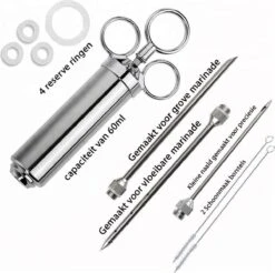 Perow Luxe Marinade Injectie Spuit - BBQ Injector - RVS Marinade Spuit - Metalen Injectiespuit - 60 ML - Inclusief 3 Naalden -Merkloos Winkel 1200x1196 34