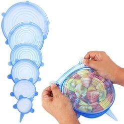 Siliconen Deksels – Universele Siliconen Afsluitdeksels – Set Van 6 Stuks – Blauw – Stretch Deksels – Flexibel En Herbruikbaar – Tot 30% Rekbaar – Vaatwasser Bestendig – Houden Jouw Eten Vers