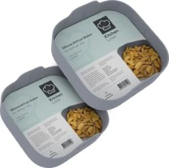 KitchenLove Airfryer Siliconen Bakje - XXL - Set Van 2 - Bakpapier - Mand - Accesoires - 20,5CM - Vierkant