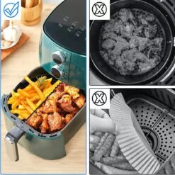 ElMaach Airfryer Siliconen Bakpapier Inclusief Verdeler – Bakpapier – Airfryer Bakvorm – Heteluchtfriteuse - Siliconen Mandje - Herbruikbaar Bakpapier – Airfryer XL En XXL - 21,5CM - Incl. GRATIS E-BOOK - Donkergrijs -Merkloos Winkel 1200x1198 115