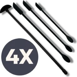 Keufens Flessenlikker | Set Van 4 | Vaatwasserbestendig | Zwart | Siliconen | Pannenlikker | Pottenlikker | Flessenschraper | Flessentrekker
