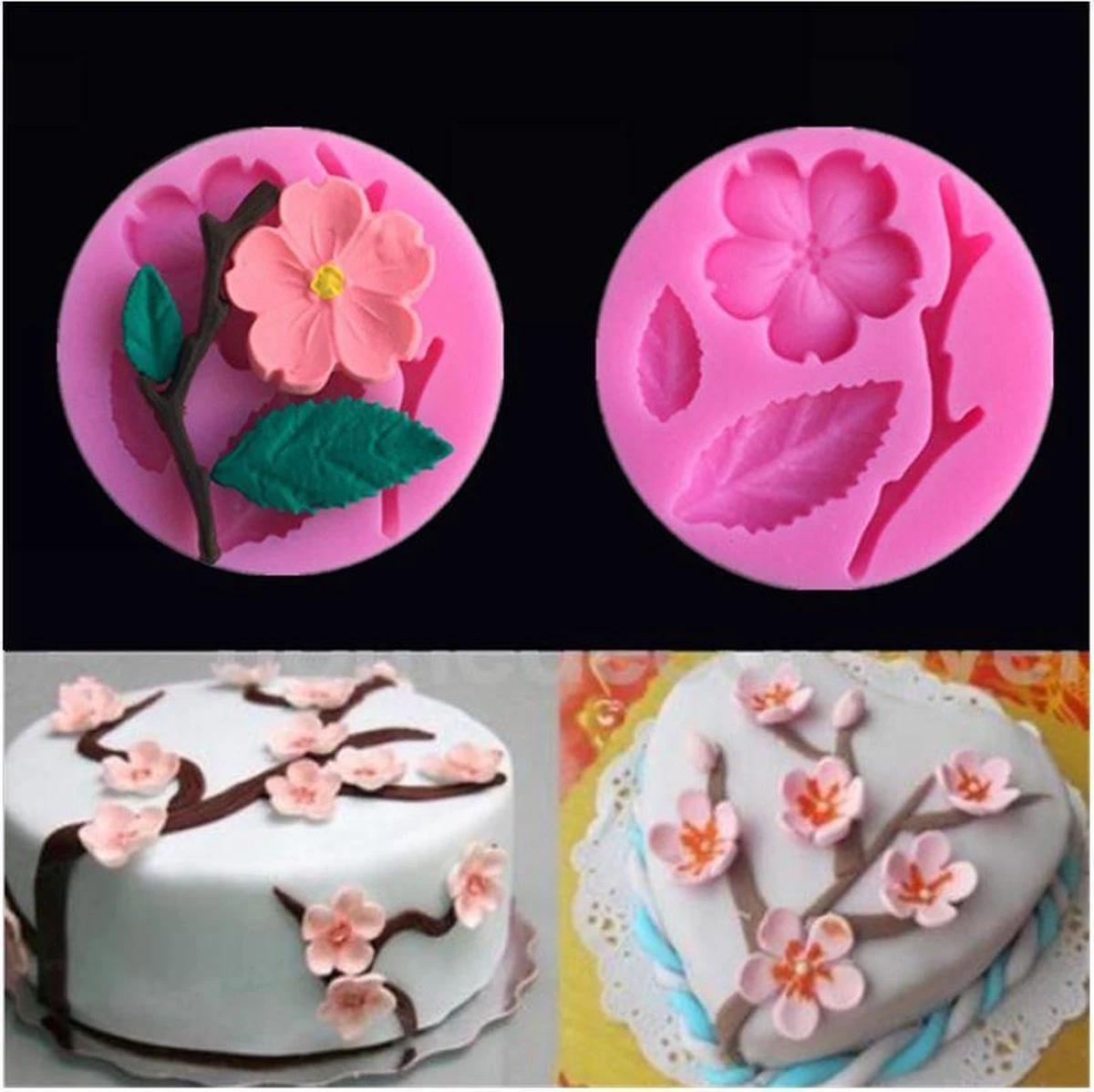 Fondant Cherry Blossom Mal - Siliconen Bloem Versiering Vorm - Fondant / Marsepein / Chocolade / Zeep - Voor Decoratie Van Taart, Cupcakes En Cake 1 Fondant Cherry Blossom Mal - Siliconen Bloem Versiering Vorm - Fondant / Marsepein / Chocolade / Zeep - Voor Decoratie Van Taart, Cupcakes En Cake