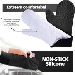 SWILIX ® Ovenwanten 2 Stuks - Ovenhandschoenen - Siliconen Ovenwant - Zwart -Merkloos Winkel 1200x1198