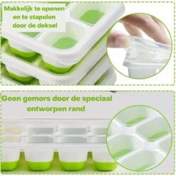 Ijsblokjesvorm- Ijsblokjesvormen- Ijsblokjesvorm Met Deksel- 4 Stuks - Silicone Onderkant- BPA Vrij- 56 Ijsblokjes- Gratis Cocktail E-book- Cocktail Ijsblokjes -Merkloos Winkel 1200x1198 77