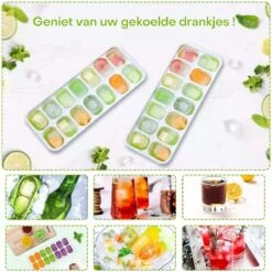 Ijsblokjesvorm- Ijsblokjesvormen- Ijsblokjesvorm Met Deksel- 4 Stuks - Silicone Onderkant- BPA Vrij- 56 Ijsblokjes- Gratis Cocktail E-book- Cocktail Ijsblokjes -Merkloos Winkel 1200x1198 78