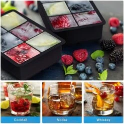Buxibo - Luxe IJsblokvormen - Set Van 4 - Ice Cube Tray - 6 IJsblokken – IJsblokjes Vorm Met Deksel - Siliconen - Zwart -Merkloos Winkel 1200x1198 79