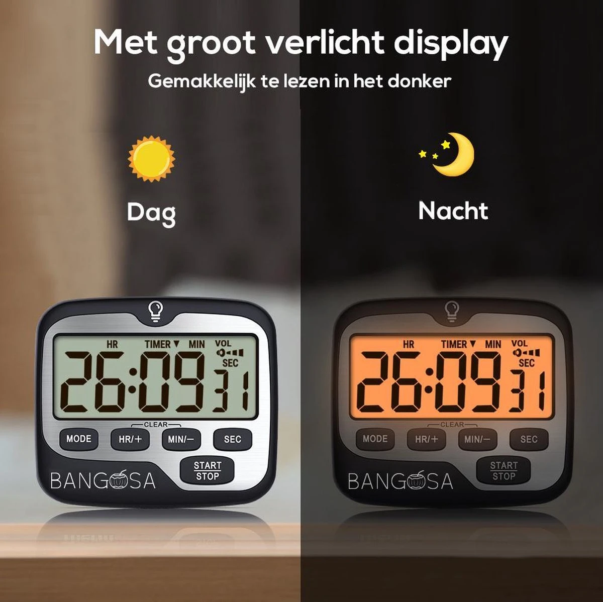 BanGosa® Magnetisch Digitale Kookwekker - Timer - RVS - Keukenwekker Digitaal - Digitale Keuken Timer - Stopwatch Met Magneet 8 BanGosa® Magnetisch Digitale Kookwekker - Timer - RVS - Keukenwekker Digitaal - Digitale Keuken Timer - Stopwatch Met Magneet - Afbeelding 8