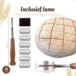 Broba Rijsmandje Brood Bakken Set – Incl. RVS Deegmesje En Deegschraper En Broodzak – Lame – Deegsteker - Bakspullen -Merkloos Winkel 1200x1199 58