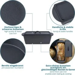 Cast Iron Bread Pan With Lid - Dutch Oven Box Pan Square - Cast Iron Baking Pan Rectangular +Oven Gloves 10 Cast Iron Bread Pan With Lid - Dutch Oven Box Pan Square - Cast Iron Baking Pan Rectangular +Oven Gloves -Merkloos Winkel 1200x1199 62