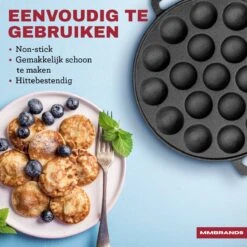 MM Brands Poffertjespan - Poffertjesmaker - Inductie / Oven / BBQ - Inclusief Handvat, Borstel En Vorken -Merkloos Winkel 1200x1200 1182
