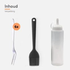 Ocina Poffertjespan Accessoires Set - Doseerfles - Poffertjes Spuitfles - 6x Poffertjes Vork - Kwast - Siliconen Kwast - Bakkwast - Gratis Poffertjes E-Book -Merkloos Winkel 1200x1200 1221