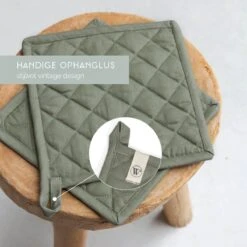 Walra Kookset Cook With A Smile - Set Van 2 Pannenlappen En 1 Ovenwant - 100% Katoen - Legergroen 6 Walra Kookset Cook With A Smile - Set Van 2 Pannenlappen En 1 Ovenwant - 100% Katoen - Legergroen -Merkloos Winkel 1200x1200 129