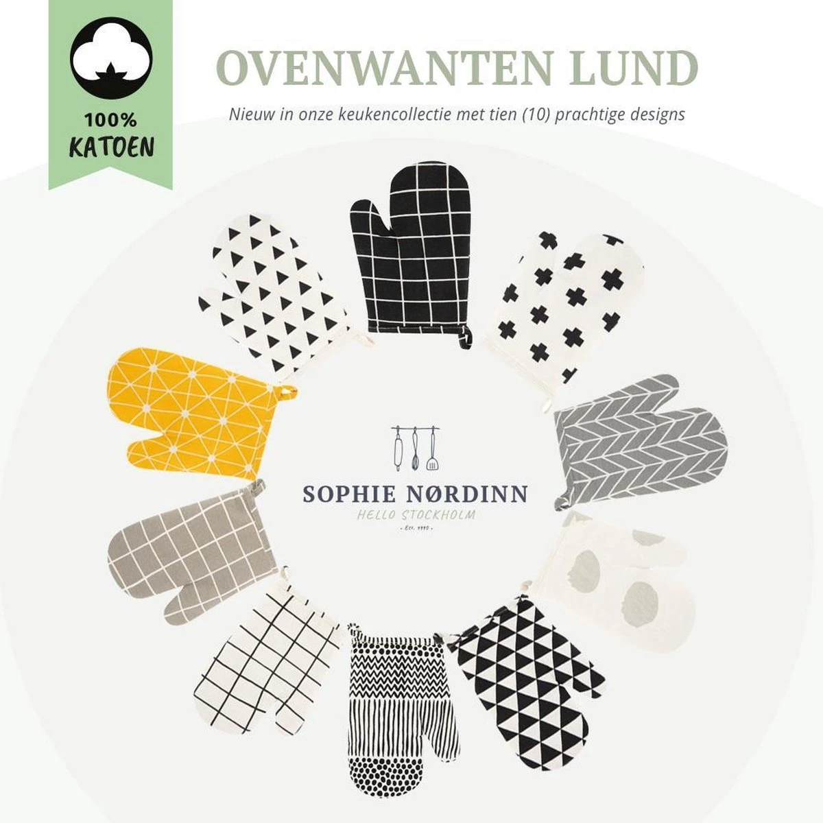 Ovenwanten Van Sophie Nordinn® - Ovenhandschoenen Lund (Raster Zwart) - Ovenwanten 2 Stuks - Katoen 3 Ovenwanten Van Sophie Nordinn® - Ovenhandschoenen Lund (Raster Zwart) - Ovenwanten 2 Stuks - Katoen - Afbeelding 3