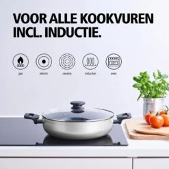 BRABANTIA INDU+ Hapjespan - Keramische Antiaanbaklaag - Met Deksel - Ø 28 Cm - Inductie - Pfas Vrij -Merkloos Winkel 1200x1200 1411