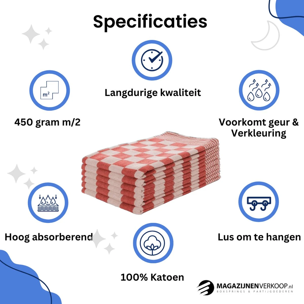 Theedoeken - Horeca Kwaliteit - Katoenenen Theedoeken Set - 12 X - Rood Wit - Ophang Lus 2 Theedoeken - Horeca Kwaliteit - Katoenenen Theedoeken Set - 12 X - Rood Wit - Ophang Lus - Afbeelding 2