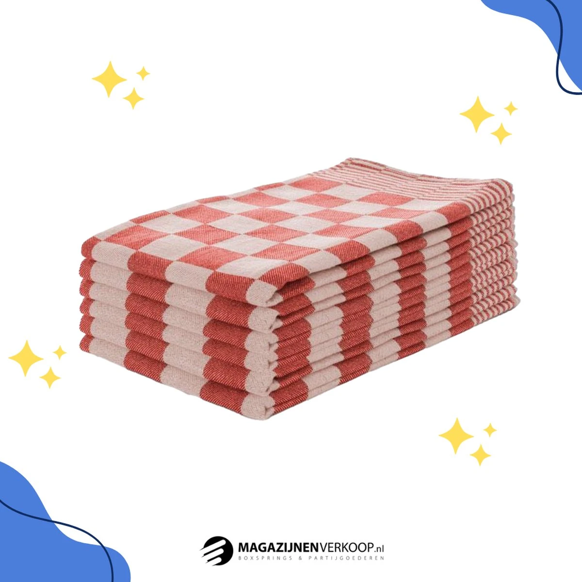 Theedoeken - Horeca Kwaliteit - Katoenenen Theedoeken Set - 12 X - Rood Wit - Ophang Lus 3 Theedoeken - Horeca Kwaliteit - Katoenenen Theedoeken Set - 12 X - Rood Wit - Ophang Lus - Afbeelding 3