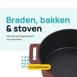 MOA Gietijzeren Braadpan - Inhoud 4,75 Liter - 26CM - Rond - Alle Warmtebronnen - Ook Voor Inductie - Gewicht 5,8 Kg - Bordeaux Rood - MC26BR -Merkloos Winkel 1200x1200 1558