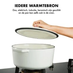 MOA Gietijzeren Braadpan - Inhoud 5,7 Liter - 26CM - Rond - Alle Warmtebronnen - Ook Voor Inductie - Gewicht 5,8 Kg - Wit - C26W -Merkloos Winkel 1200x1200 1571