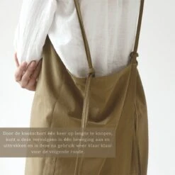 House Of Husk Linnen Keukenschort - Dames Kook Schort - Apron - Crossback - Khaki -Merkloos Winkel 1200x1200 159
