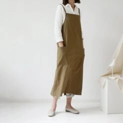 House Of Husk Linnen Keukenschort - Dames Kook Schort - Apron - Crossback - Khaki -Merkloos Winkel 1200x1200 161