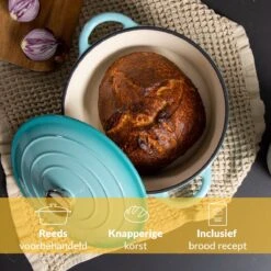 Chefarone Gietijzeren Pan - Braadpan Inclusief Deksel - Geschikt Voor Alle Warmtebronnen - Geëmailleerd Blauw -Merkloos Winkel 1200x1200 1649