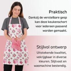Merkloos Tulipa Keukenschort Met Handdoek | Roze Rozen | Kookschort - 55 X 75cm | Handdoek - 30 X 50 | Keukenschort Dames | Keukenschort Voor Vrouwen | Katoen -Merkloos Winkel 1200x1200 165