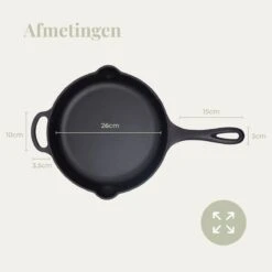 Belluci - Ø26cm - Koekenpan - Skillet + Deksel Geëmailleerde Gietijzeren Pan Voor BBQ En Inductie Incl. Accessoires - Hapjespan - Braadpan -Merkloos Winkel 1200x1200 1656