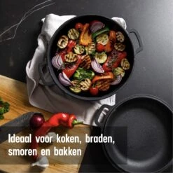 Daumonet Ducasse Gietijzeren Double Use Braadpan - Combi Sudderpan Zwart - 2-in-1 Bak- En Braadpan - PFAS & PFOA Vrij - Rond - Ø 26 Cm - 4,4 Liter - Emaille - Alle Warmtebronnen - Elektrisch - Gas - Halogeen - Inductie - Keramisch 13 Daumonet Ducasse Gietijzeren Double Use Braadpan - Combi Sudderpan Zwart - 2-in-1 Bak- En Braadpan - PFAS & PFOA Vrij - Rond - Ø 26 Cm - 4,4 Liter - Emaille - Alle Warmtebronnen - Elektrisch - Gas - Halogeen - Inductie - Keramisch -Merkloos Winkel 1200x1200 1690