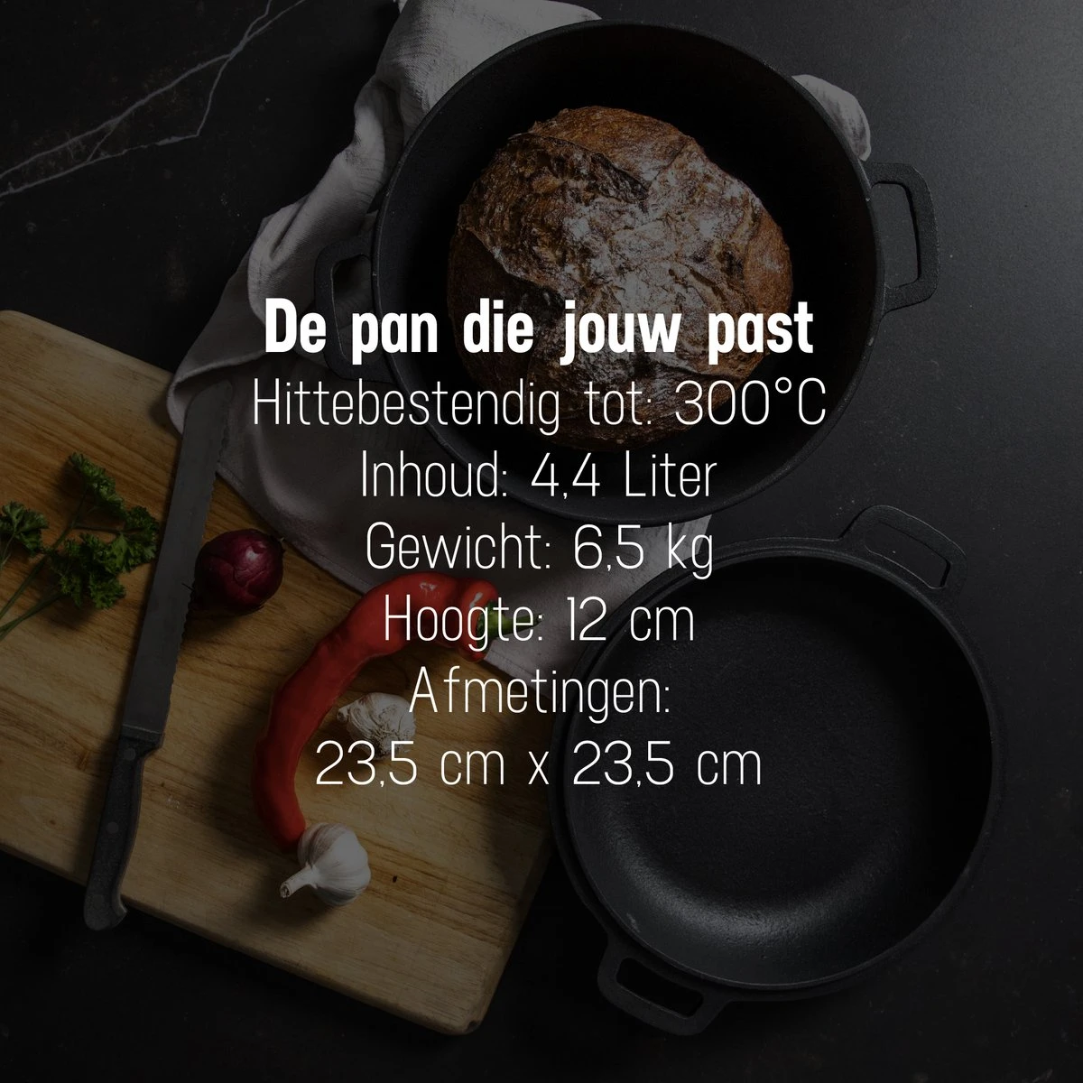 Daumonet Ducasse Gietijzeren Double Use Braadpan - Combi Sudderpan Zwart - 2-in-1 Bak- En Braadpan - PFAS & PFOA Vrij - Rond - Ø 26 Cm - 4,4 Liter - Emaille - Alle Warmtebronnen - Elektrisch - Gas - Halogeen - Inductie - Keramisch 9 Daumonet Ducasse Gietijzeren Double Use Braadpan - Combi Sudderpan Zwart - 2-in-1 Bak- En Braadpan - PFAS & PFOA Vrij - Rond - Ø 26 Cm - 4,4 Liter - Emaille - Alle Warmtebronnen - Elektrisch - Gas - Halogeen - Inductie - Keramisch - Afbeelding 9