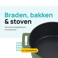 MOA Gietijzeren Braadpan - Inhoud 4,75 Liter - 26CM - Rond - Alle Warmtebronnen - Ook Voor Inductie - Gewicht 5,8 Kg - Olijfgroen - MC26OG -Merkloos Winkel 1200x1200 1697