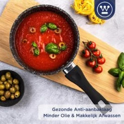 Westinghouse Steelpan Inductie - Ø 18 Cm - Zwart Marmer - Met Deksel - Sauspan -Merkloos Winkel 1200x1200 1874