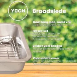 YUGN COMBI Set Braadslede Ovenschaal Combi Braadslee Oven Set - 2x Braadslede Met Rooster Voor Ovengerechten - 36x27x7CM En 40x30x7CM En Inclusief Bakkwast - Cadeau- Cadeautip -Merkloos Winkel 1200x1200 1911