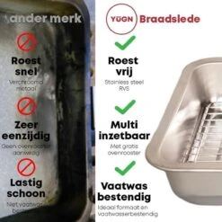 YUGN COMBI Set Braadslede Ovenschaal Combi Braadslee Oven Set - 2x Braadslede Met Rooster Voor Ovengerechten - 36x27x7CM En 40x30x7CM En Inclusief Bakkwast - Cadeau- Cadeautip -Merkloos Winkel 1200x1200 1912