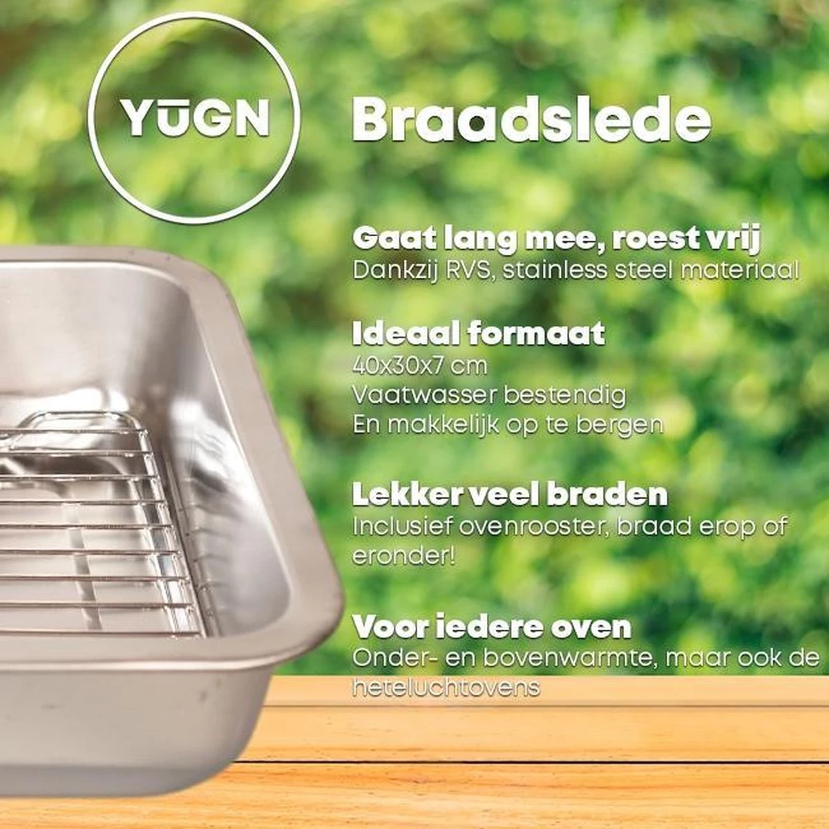 YUGN Braadslede Ovenschaal Braadslee Oven - Braadslede Met Rooster Voor Ovengerechten - Roestvrijstaal En 40x30x7CM - Cadeau Tip 5 YUGN Braadslede Ovenschaal Braadslee Oven - Braadslede Met Rooster Voor Ovengerechten - Roestvrijstaal En 40x30x7CM - Cadeau Tip - Afbeelding 5