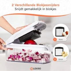 Lekro Multifunctionele Groentesnijder Met Glazen Ovenschaal - Mandoline - Uiensnijder - Frietsnijder - Groentensnijder- Anti-slip Mat - Glas & RSV - 12-delig -Merkloos Winkel 1200x1200 1933